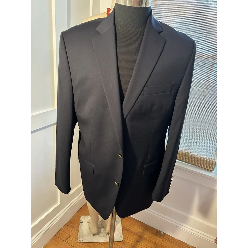 Vtg Chaps Ralph Lauren Navy Gold Crest Button Blazer Sport Coat Size 44 India